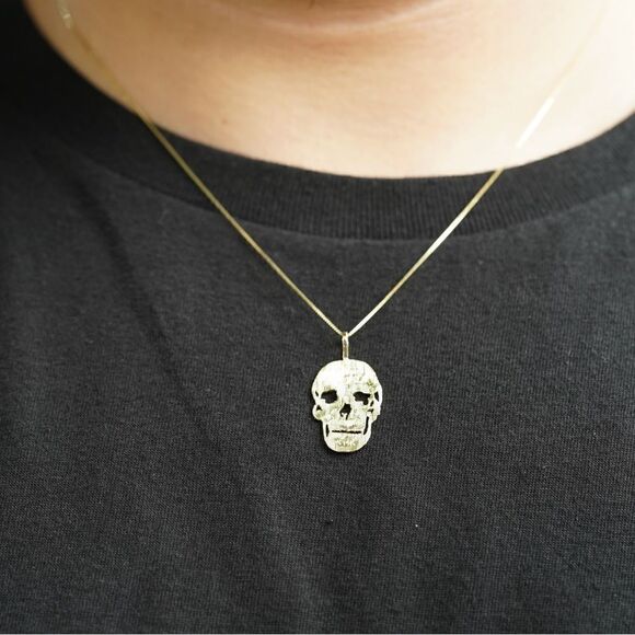 14k Solid Gold Skull Charm | Birthday Gift | Fine Jewelry | Skull Pendant | - Picture 3 of 5